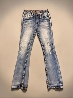 Rock Revival Light Blue Distressed Flare Jeans